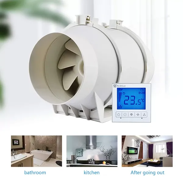Ventilador de tubería de 54 W, 3 velocidades de viento, ventilador extractor para baño y cocina