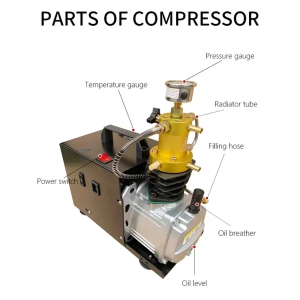CNCEST Bomba de compresor de aire PCP, 2800 W, 30 MPA, 4500 PSI, bomba de inflado de 220 V (tipo 3)