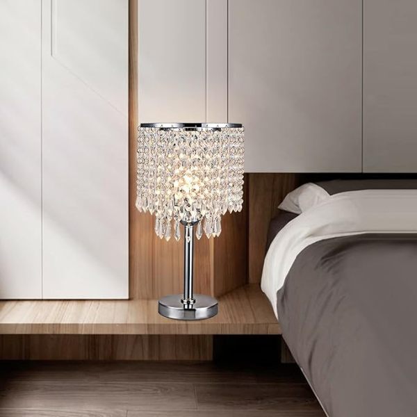 Lámpara de mesa de cristal modelo Modern Creative, blanca
