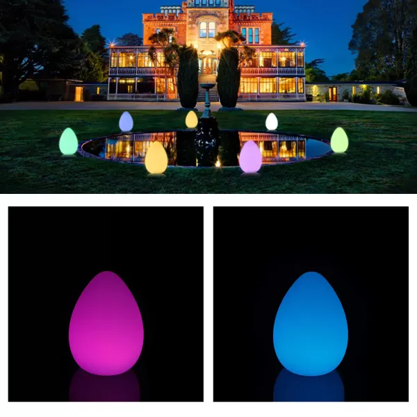 Luz LED USB en forma de huevo, regulable, luz nocturna con mando a distancia, 16 colores de luz RGB