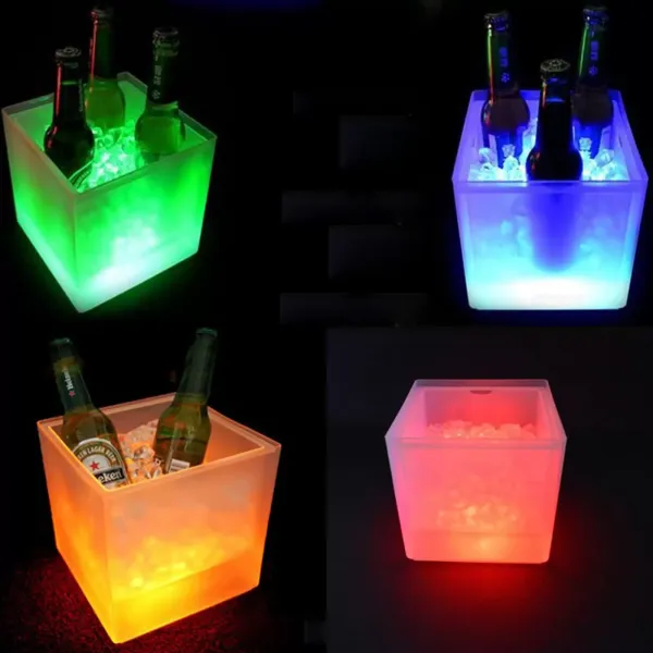 Cubeta de hielo con luces LED, 16 tipos de luces, champán, retro, bebidas