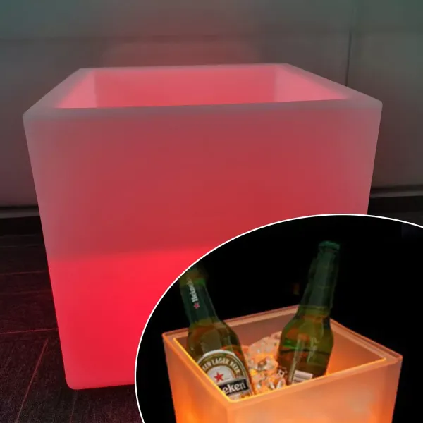Cubeta de hielo con luces LED, 16 tipos de luces, champán, retro, bebidas Cubeta de hielo con luces LED, 16 tipos de luces, champán, retro, bebidas