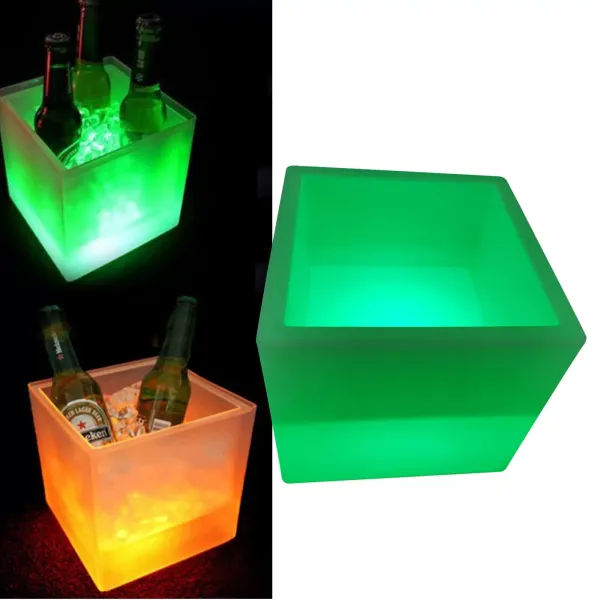 Cubeta de hielo con luces LED, 16 tipos de luces, champán, retro, bebidas