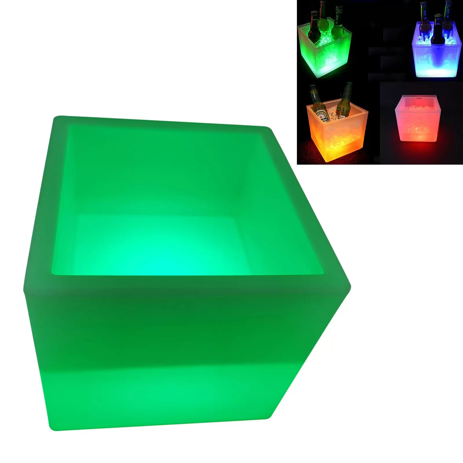 Cubeta de hielo con luces LED, 16 tipos de luces, champán, retro, bebidas