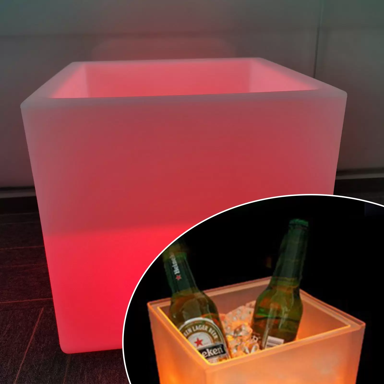 Cubeta de hielo con luces LED, 16 tipos de luces, champán, retro, bebidas