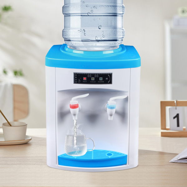 Dispensador de agua de 5 a 18 l, color blanco y azul, máquina eléctrica fría y caliente, agua hirviendo, temperatura normal, agua helada de 8 a 15 °C