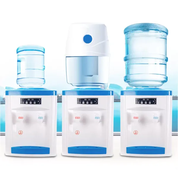 Dispensador de agua de 5 a 18 l, color blanco y azul, máquina eléctrica fría y caliente, agua hirviendo, temperatura normal, agua helada de 8 a 15 °C