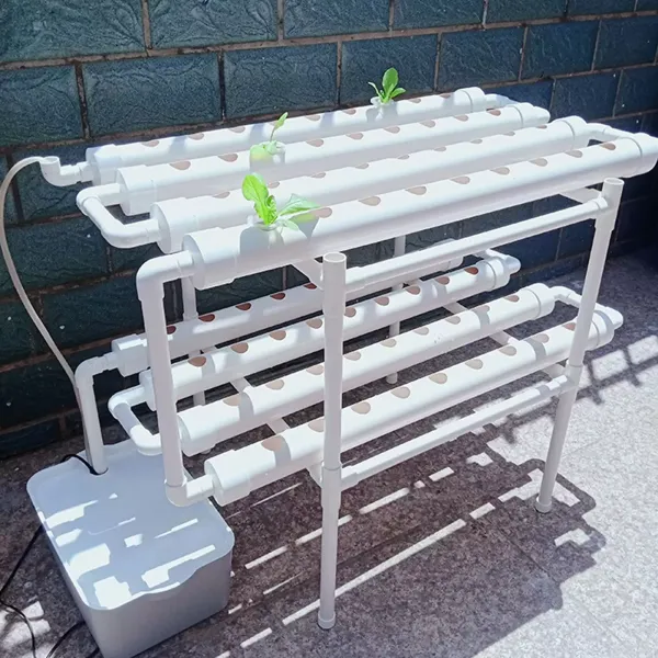Sistema hidropónico de dos capas con 72 orificios para balcón, Kit de cultivo hidropónico para verduras, ensalada ，PVC para el hogar