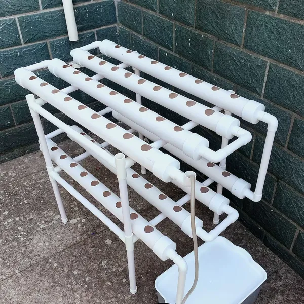 Sistema hidropónico de dos capas con 72 orificios para balcón, Kit de cultivo hidropónico para verduras, ensalada ,PVC para el hogar Sistema hidropónico de dos capas con 72 orificios para balcón, Kit de cultivo hidropónico para verduras, ensalada ,PVC para el hogar
