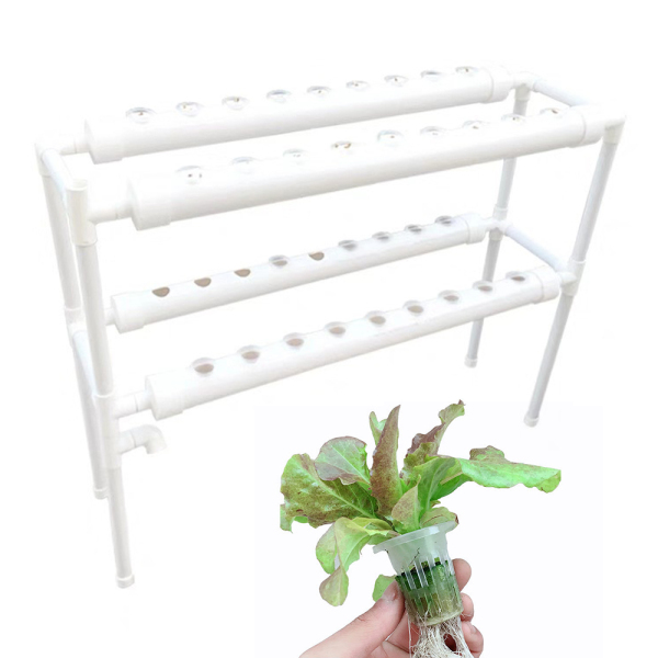 Kit de cultivo hidropónico con 36 agujeros, 4 tubos, 2 capas, Sistema de cultivo hidropónico para verduras, ensaladas, flores, frutas
