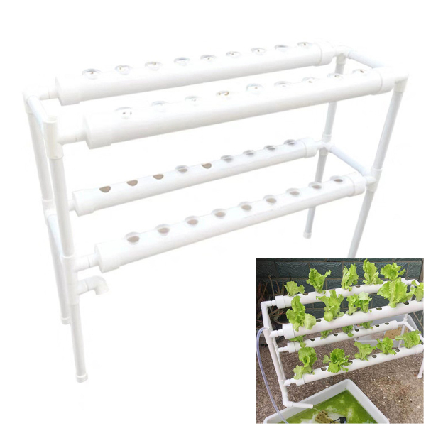 Kit de cultivo hidropónico con 36 agujeros, 4 tubos, 2 capas, Sistema de cultivo hidropónico para verduras, ensaladas, flores, frutas
