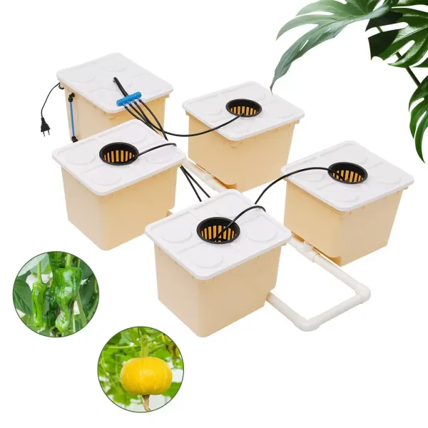 Sistema de cultivo hidropónico con 5 cubos de 11 l para cultivo de agua y plantas de jardín para hortalizas y flores