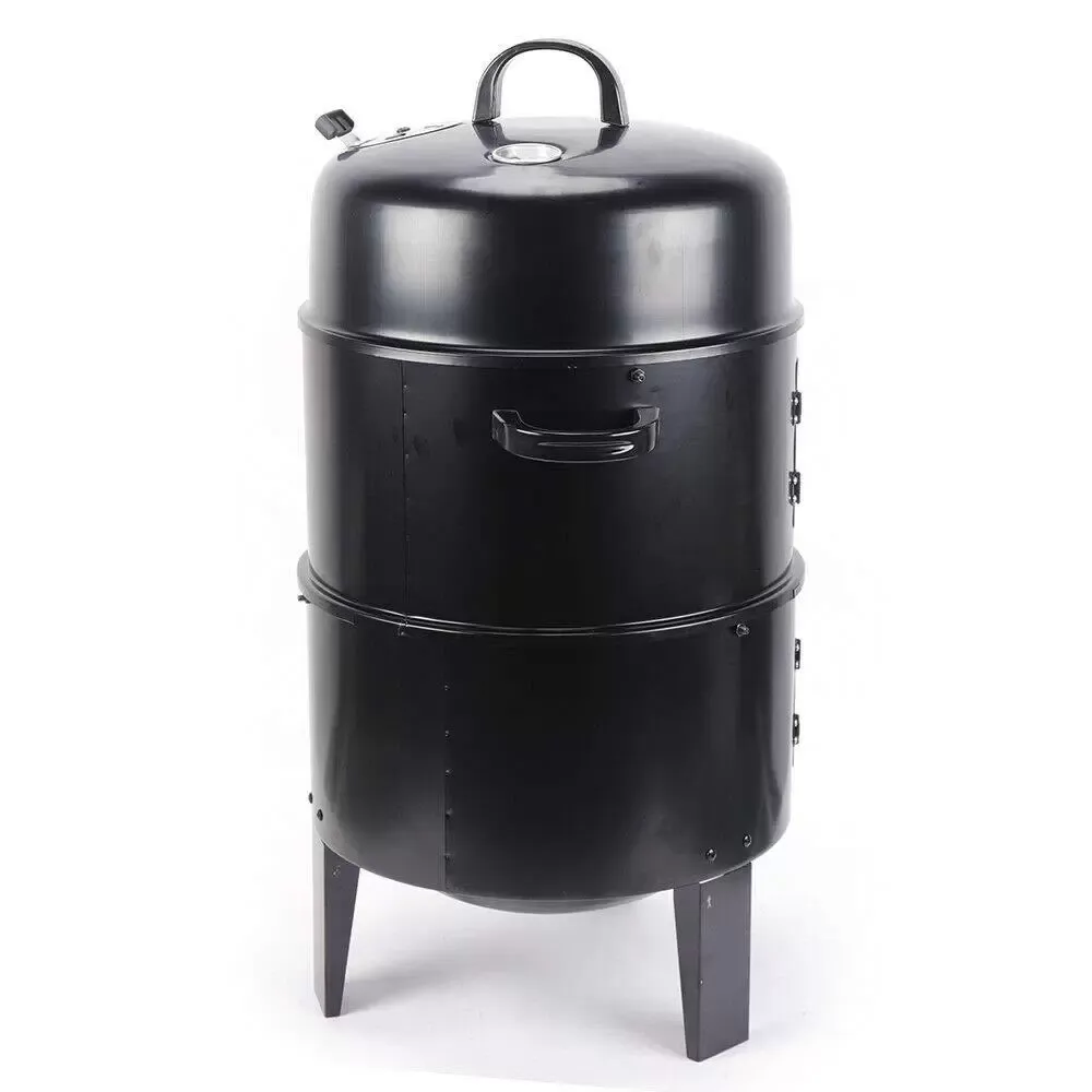 3 en 1 de carbón vegetal, 40 cm, barbacoa de carbón vegetal, parrilla redonda con termómetro y suministro de aire ajustable