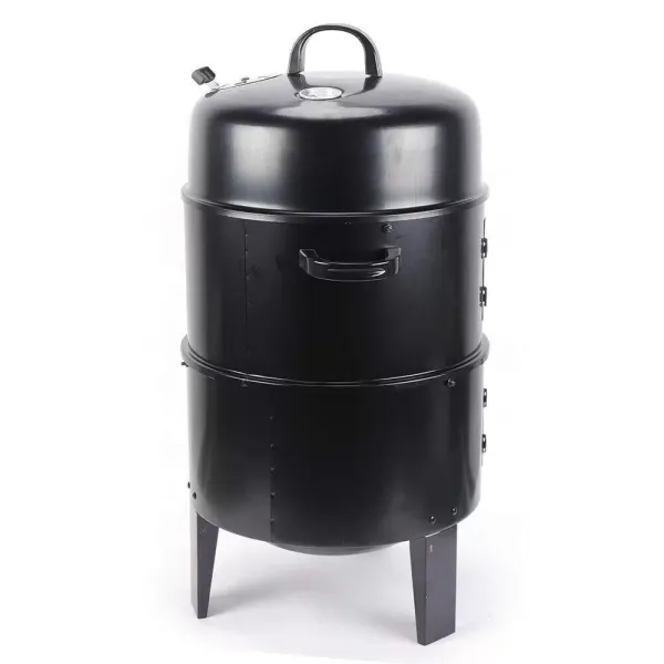3 en 1 de carbón vegetal, 40 cm, barbacoa de carbón vegetal, parrilla redonda con termómetro y suministro de aire ajustable