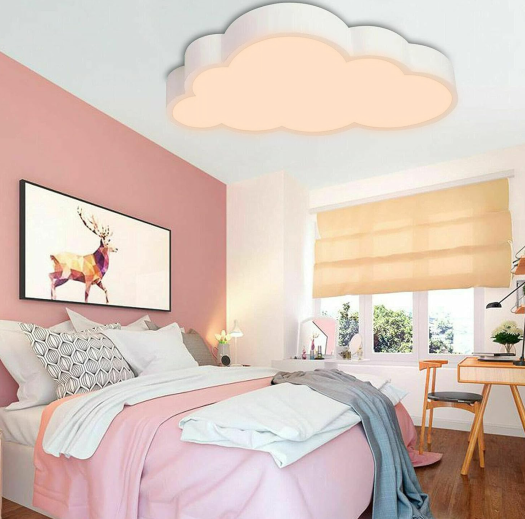 Lámpara de techo LED con forma de nube, 36 W, para habitación de los niños, color blanco