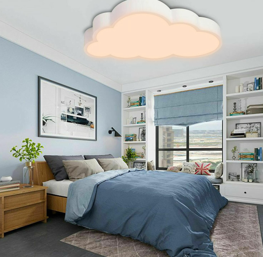 Lámpara de techo LED con forma de nube, 36 W, para habitación de los niños, color blanco