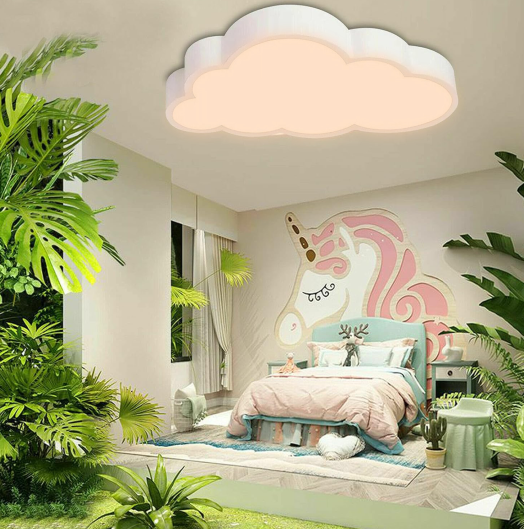 Lámpara de techo LED con forma de nube, 36 W, para habitación de los niños, color blanco