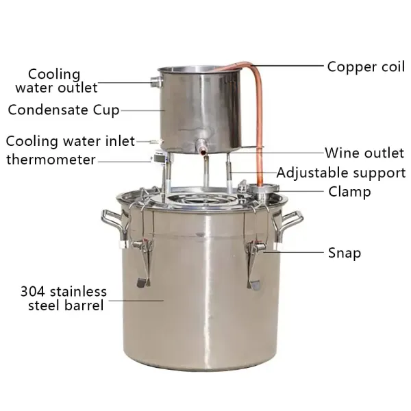 Dispositivo de destilación, sistema de destilación de acero inoxidable, destilador de vino y alcohol, 12L Dispositivo de destilación, sistema de destilación de acero inoxidable, destilador de vino y alcohol, 12L