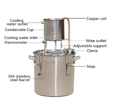 Dispositivo de destilación, sistema de destilación de acero inoxidable, destilador de vino y alcohol, 12L