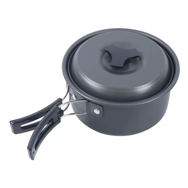 Juego de 14 ollas para camping de acero inoxidable, para senderismo, picnic, cacerolas y sartén de aluminio