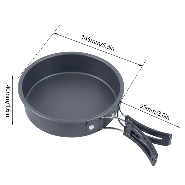Juego de 14 ollas para camping de acero inoxidable, para senderismo, picnic, cacerolas y sartén de aluminio Juego de 14 ollas para camping de acero inoxidable, para senderismo, picnic, cacerolas y sartén de aluminio