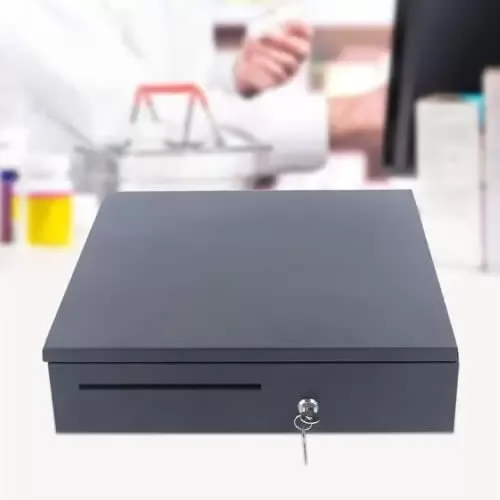 Cajón de efectivo con apertura manual, 5 compartimentos para billetes y 8 compartimentos para monedas, con 2 llaves, interfaz Rj11 en ambos extremos Cajón de efectivo con apertura manual, 5 compartimentos para billetes y 8 compartimentos para monedas, con 2 llaves, interfaz Rj11 en ambos extremos