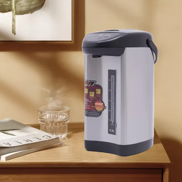 Dispensador de agua caliente, 5,8 L, 750 W, acero inoxidable, térmico, tiempo de calentamiento ≥ 10 min (negro)
