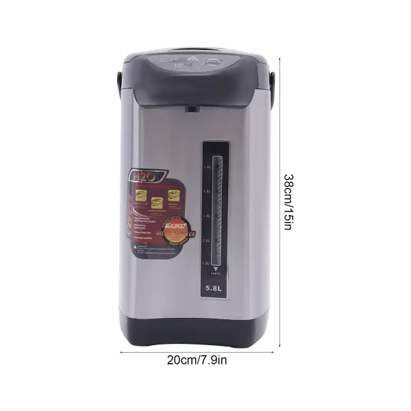 Dispensador de agua caliente, 5,8 L, 750 W, acero inoxidable, térmico, tiempo de calentamiento ≥ 10 min (negro) Dispensador de agua caliente, 5,8 L, 750 W, acero inoxidable, térmico, tiempo de calentamiento ≥ 10 min (negro)