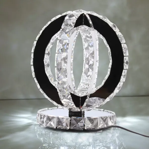 Lámpara de mesa de cristal, lámpara de bola, lámpara de mesa, lámpara de mesa compacta, diseño moderno y simple del desierto (anillo doble)