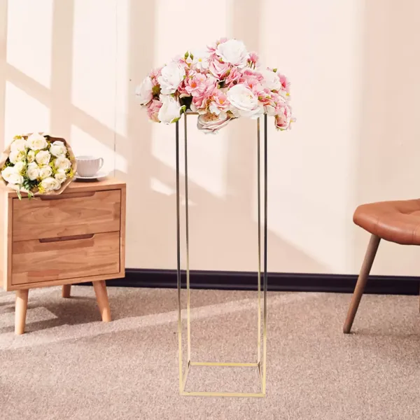 Soporte de metal para flores, decoración moderna de metal, 29 x 29 x 100 cm