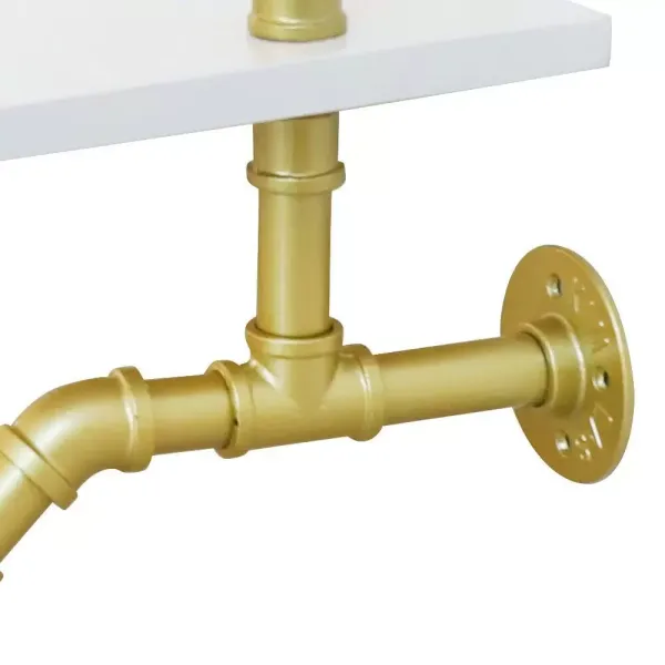 CNCEST Barra para colgar ropa de carga pesada para colgar en la pared, estilo vintage, toallero con madera maciza,  dorado