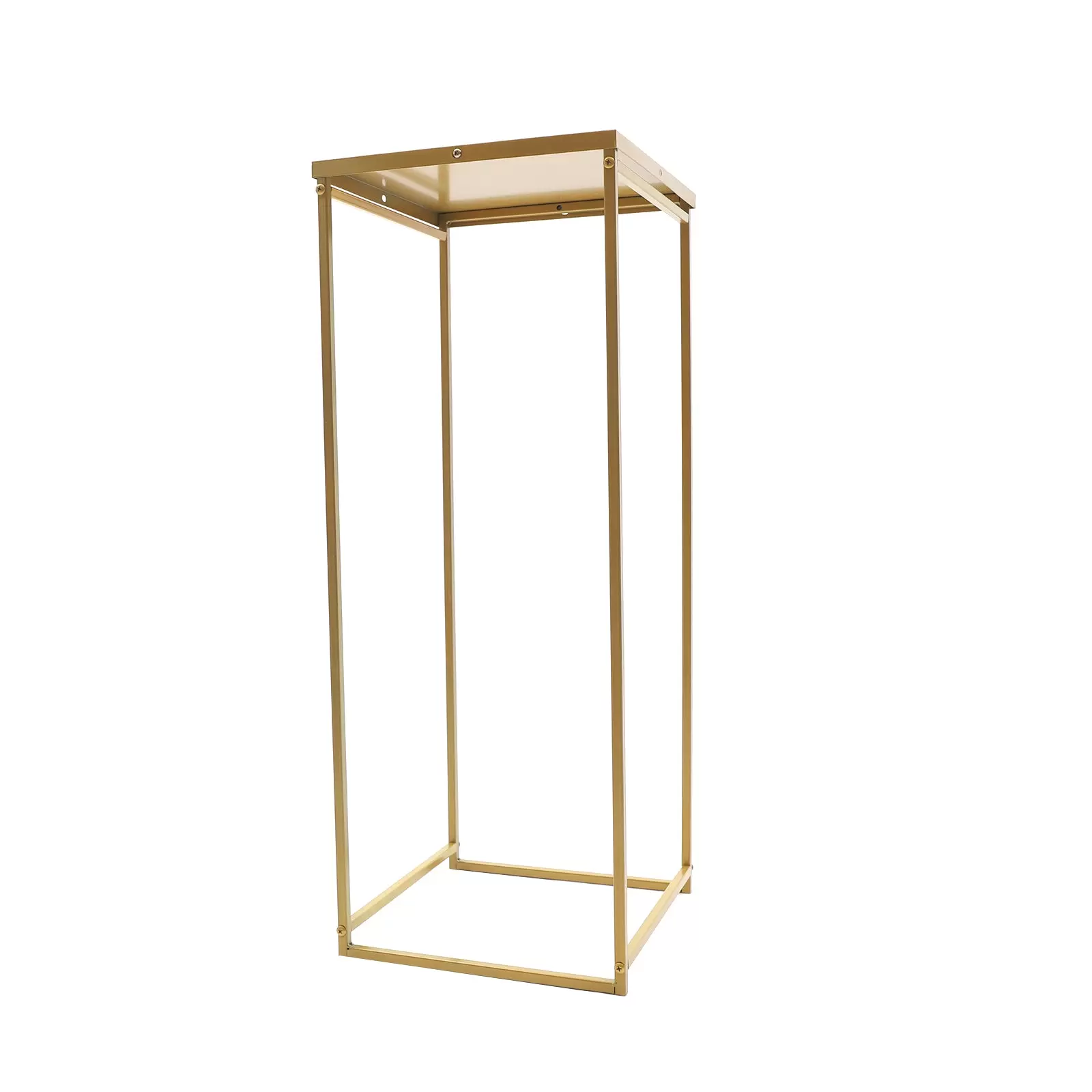 Juego de 4 jarrones de metal para suelo de flores, color dorado, rectangulares, mesita auxiliar, columna para flores