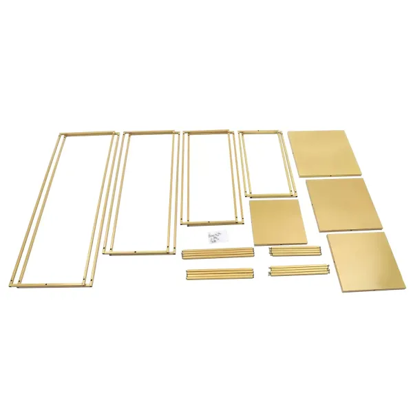 Juego de 4 jarrones de metal para suelo de flores, color dorado, rectangulares, mesita auxiliar, columna para flores