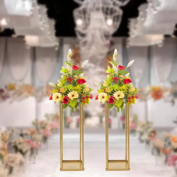 Soporte de flores doradas de 2 piezas  soporte de suelo de boda  para centro de mesa de cena de fiesta de boda