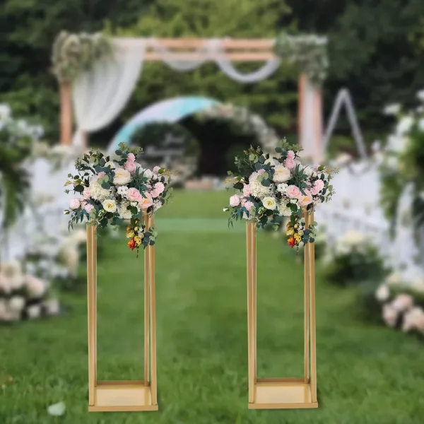 Soporte de flores doradas de 2 piezas soporte de suelo de boda para centro de mesa de cena de fiesta de boda Soporte de flores doradas de 2 piezas soporte de suelo de boda para centro de mesa de cena de fiesta de boda