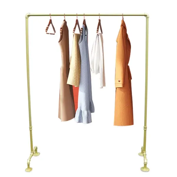 Percha de metal para interior o exterior, organizador de ropa, color dorado