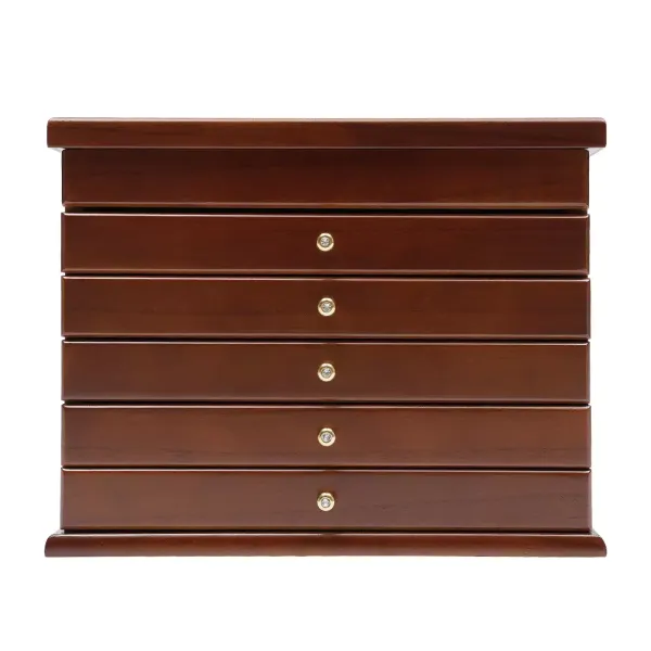 Organizador de joyas de madera con 6 cajones retro, color marrón