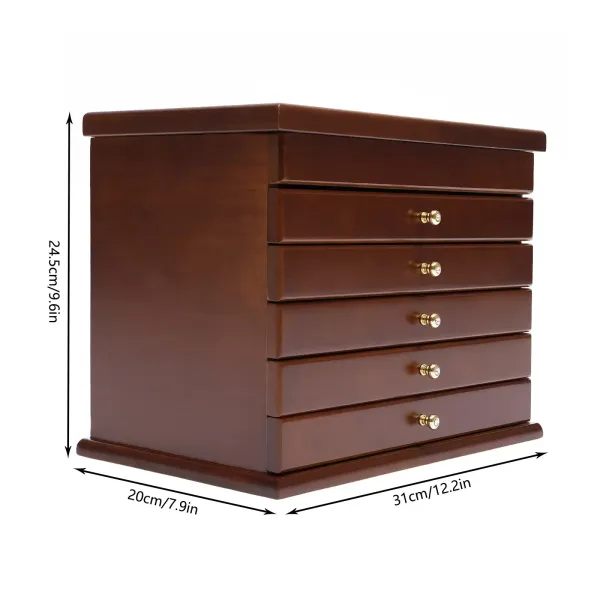 Organizador de joyas de madera con 6 cajones retro, color marrón Organizador de joyas de madera con 6 cajones retro, color marrón
