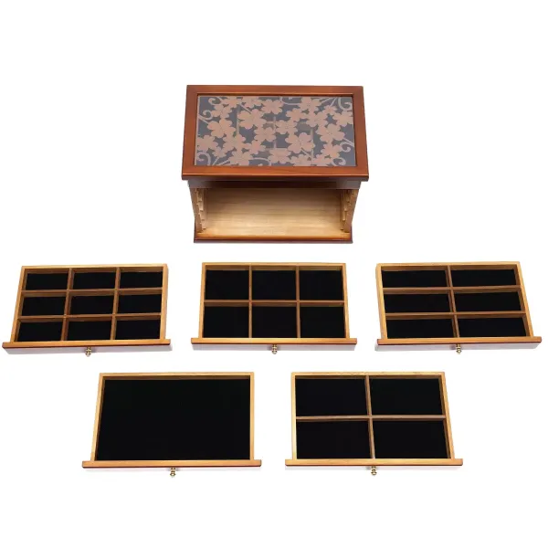 Organizador de joyas de madera con 6 cajones retro, color marrón Organizador de joyas de madera con 6 cajones retro, color marrón