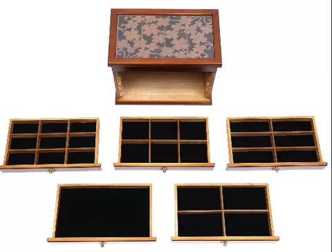 Organizador de joyas de madera con 6 cajones retro, color marrón