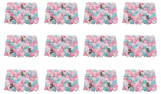 12 paneles de pared de flores artificiales para decoración del hogar, boda, fiesta, fondo de 60 x 40 cm,