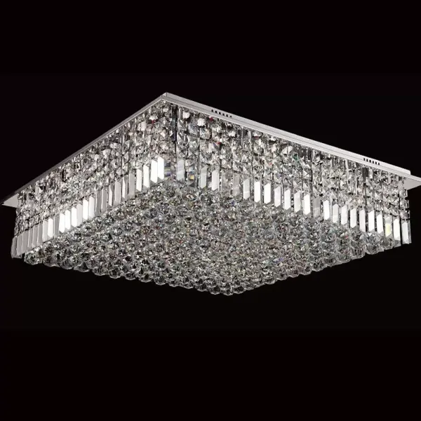 Lámpara de araña de cristal, bombilla LED de bajo consumo, rectangular, lámpara de techo