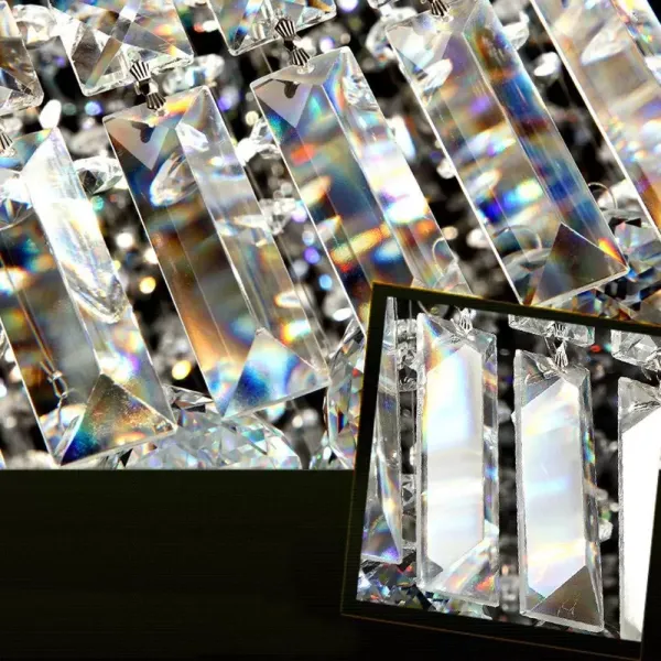 Lámpara de araña de cristal, bombilla LED de bajo consumo, rectangular, lámpara de techo