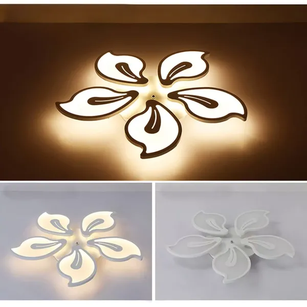 Lámpara de techo LED moderna regulable con forma de flor creativa, lámpara acrílica para sala de estar, pétalos de flores