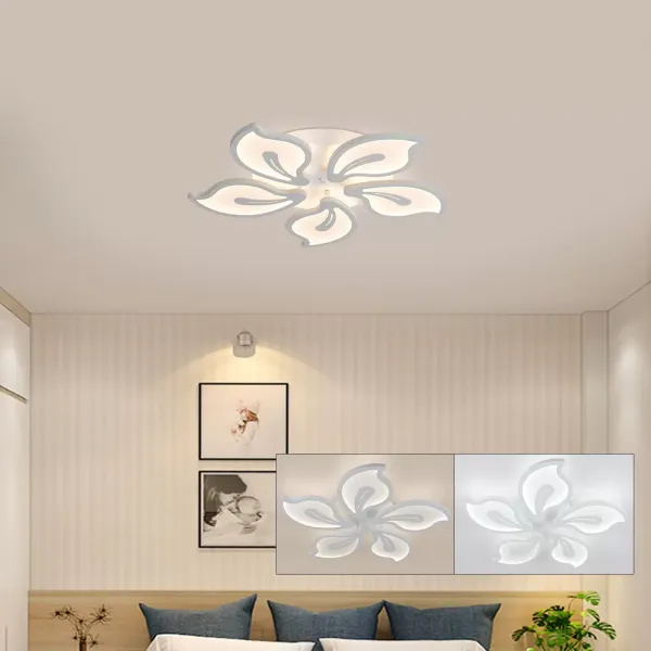 Lámpara de techo LED moderna regulable con forma de flor creativa, lámpara acrílica para sala de estar, pétalos de flores