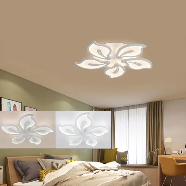 Lámpara de techo LED moderna regulable con forma de flor creativa, lámpara acrílica para sala de estar, pétalos de flores
