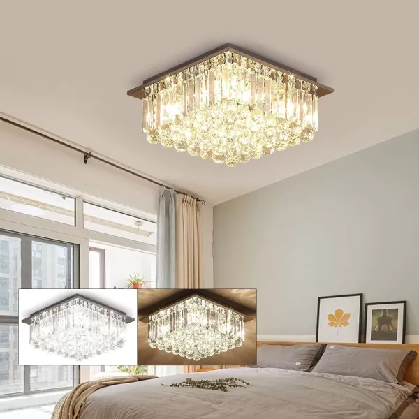 Lámpara de araña de cristal con intensidad regulable, decoración LED