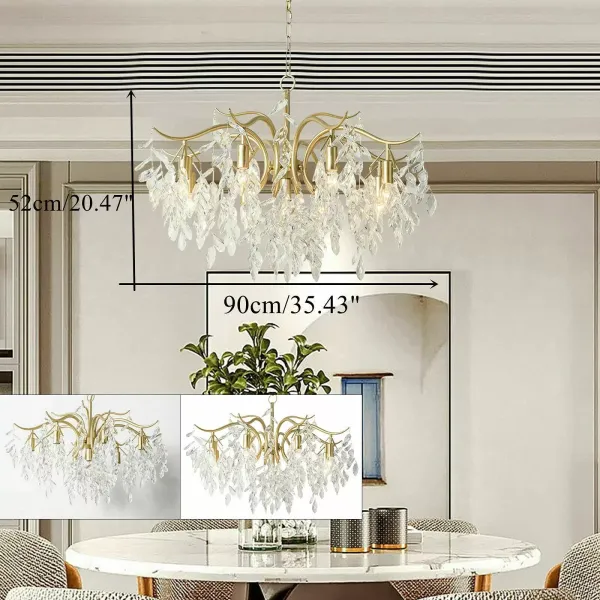 Lámpara de techo colgante de cristal, de metal, para salón, 12 W, diseño dorado
