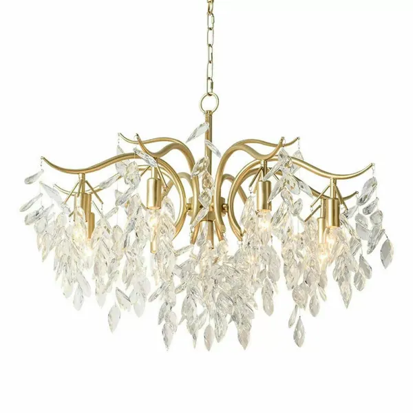 Lámpara de techo colgante de cristal, de metal, para salón, 12 W, diseño dorado