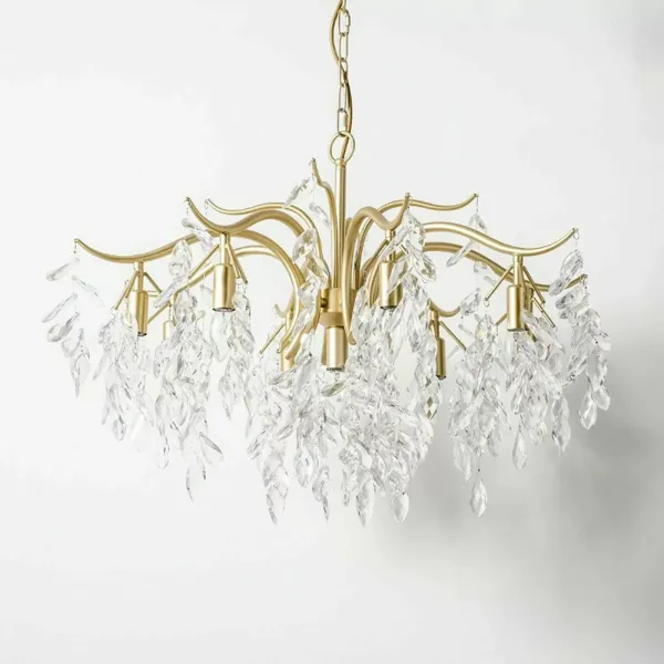 Lámpara de techo colgante de cristal, de metal, para salón, 12 W, diseño dorado